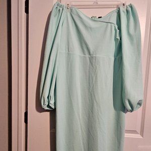 Plus size women's light green long sleeve maxi dress. size 3XL Mint Green.
